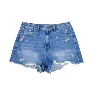 American Eagle High-Rise Floral Embroidered Mom Shorts 8